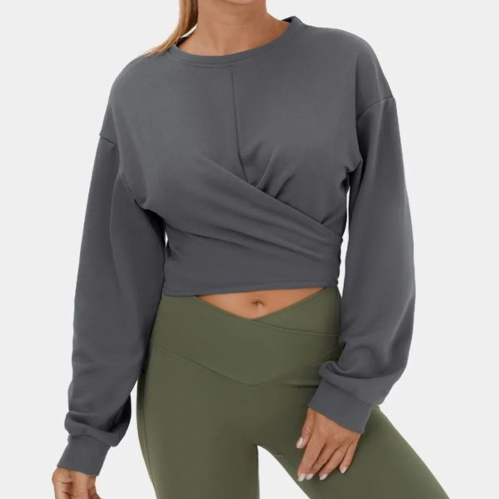 Halara Cropped Sweatshirt Dropped Shoulder Medium - Picture 1 of 7